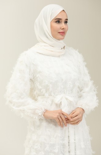 Robe Ceinturée 7001-02 Blanc 7001-02