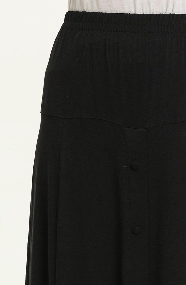 تنورة كلوش فيسكوز بتصميم أزرار 0012-01 أسود 0012-01 | Sefamerve