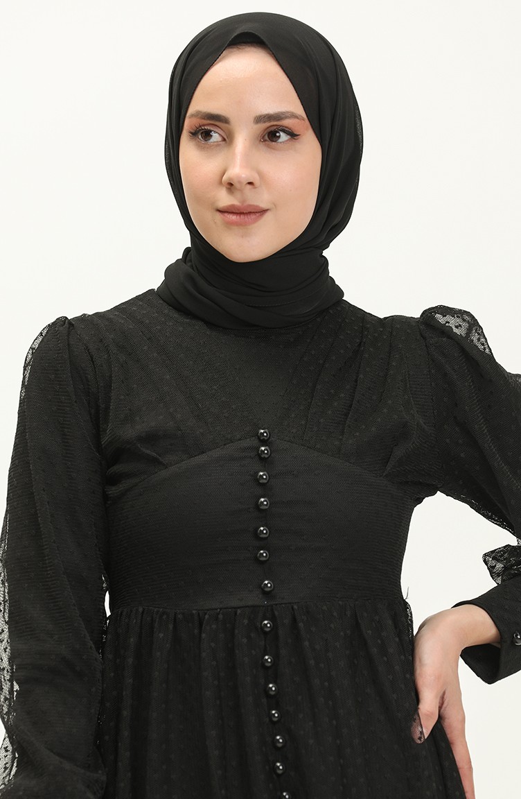 فساتين سهرة بتصميم اسلامي أسود 14346 | Sefamerve