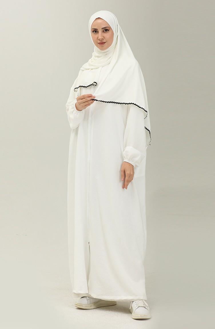 فستان الصلاة قطعة واحدة بسحاب أويا 238490-02 أبيض 238490-02 | Sefamerve