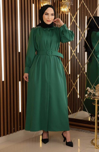 Emerald Green Hijab Dress 14489