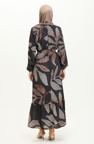 Etek Ucu Büzgülü Kuşaklı Elbise 0025-01 Siyah