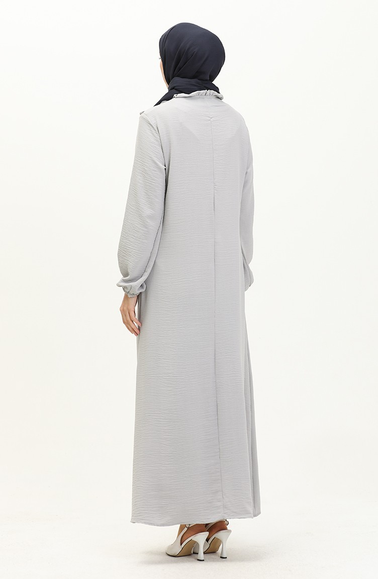 فستان بهدب من نسيج آيروبين 0038-03 رمادي 0038-03 | Sefamerve