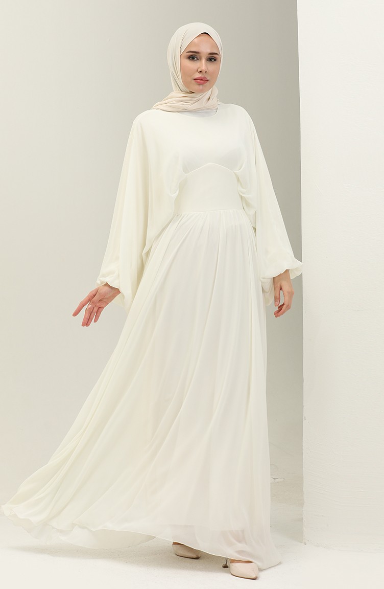 فستان سهرة شيفون بأكمام فراشة 6068-06 إكرو 6068-06 | Sefamerve