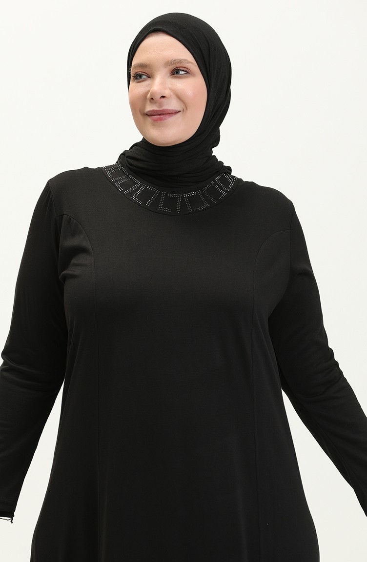 ملابس الحجاب فستان طول الأم فستان نسائي مقاس كبير 8685 أسود 8685.Siyah |  Sefamerve