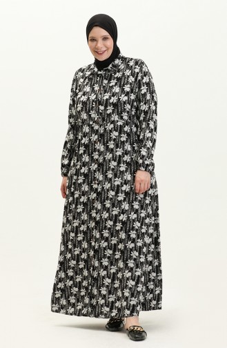 Women`s Plus Size Summer Dress Plus Hijab Clothing Long Dress 8751 Black 8751.siyah