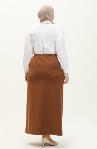 Women`s Large Size Ottoman Steel Lined Seasonal Pencil Skirt Knitted Fabric 8438 Mustard 8438.hardal