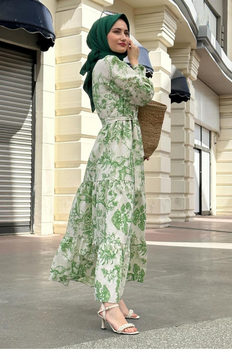 Grün Hijab Kleider 1591 | Sefamerve