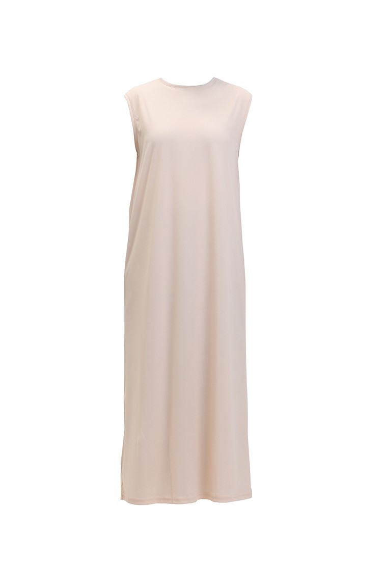 Kolsuz Uzun İçlik Elbise 6041-03 Krem | Sefamerve