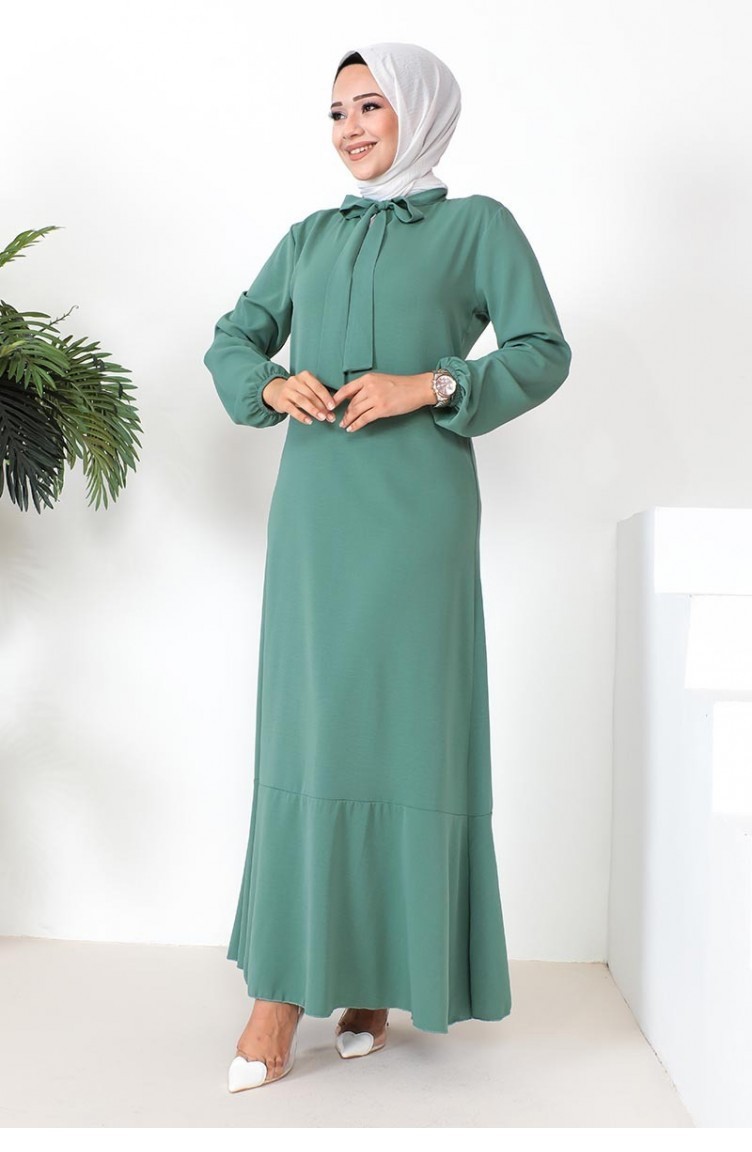 Tesettür Model Elbise Mint Yeşili | Sefamerve