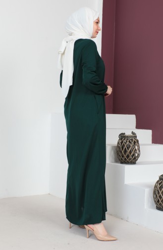 Yoke Button Detailed Dress 0705-02 Emerald Green 0705-02