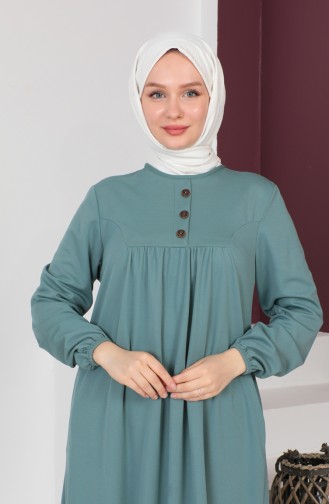 Yoke Button Detailed Dress 0705-10 Green 0705-10