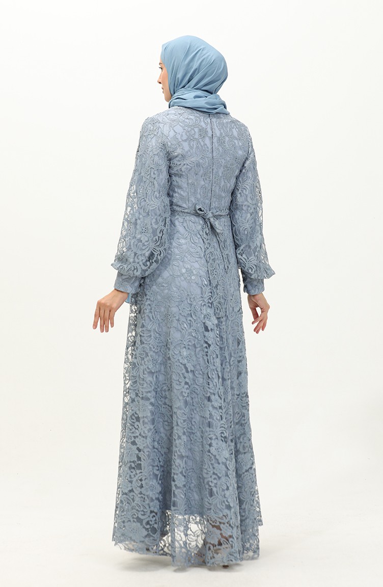 فستان سهرة بتصميم دانتيل 5477A-02 أزرق 5477A-02 | Sefamerve