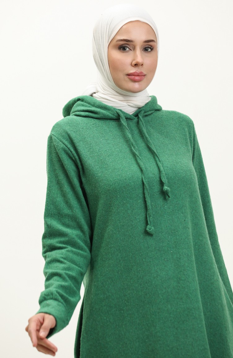 فستان شتوي بقبعة 0165-03 أخضر 0165-03 | Sefamerve