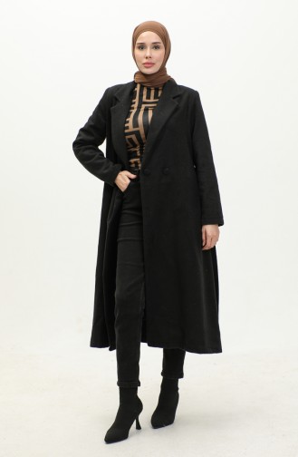 Buttoned Cashmere Coat 71208-01 Black 71208-01