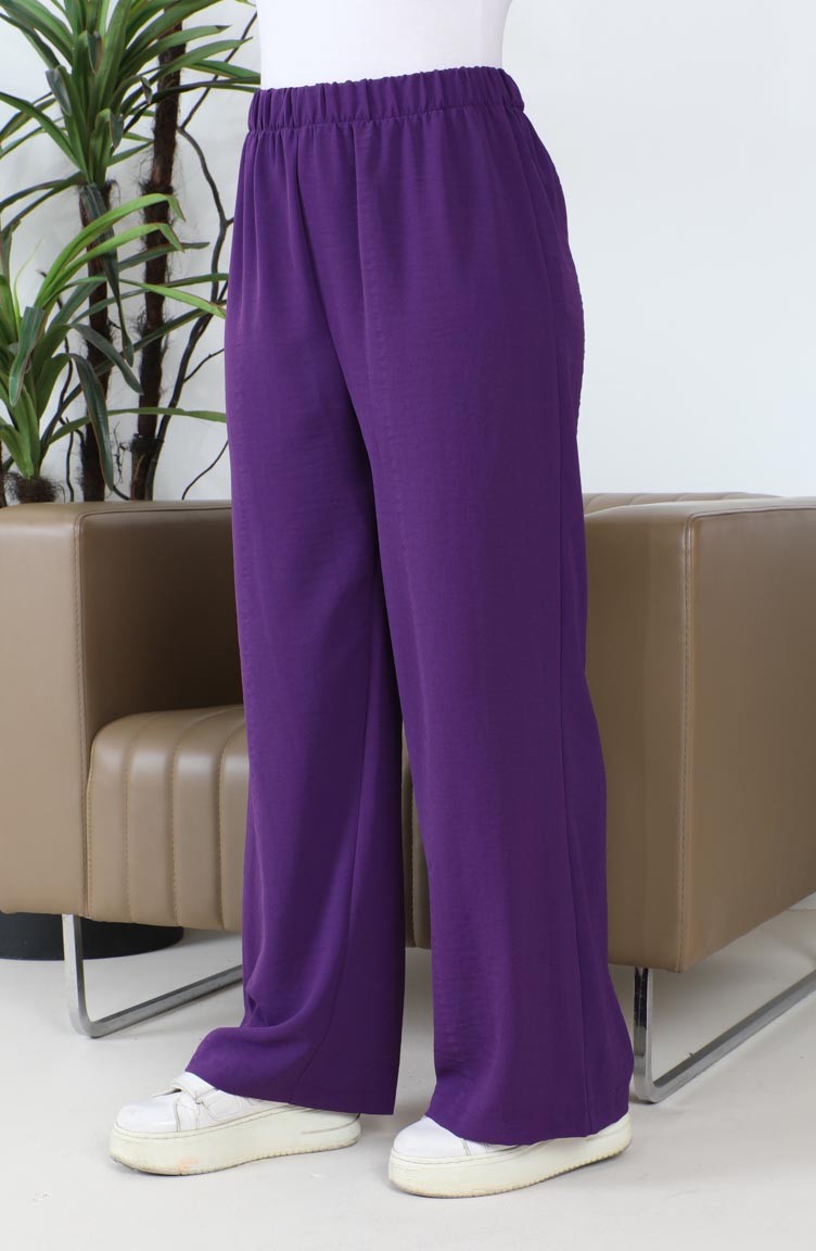 Women's Purple Wide-Leg Pants