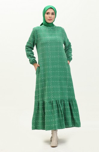 Tüvit Kareli Elbise 0189-03 Yeşil | Sefamerve