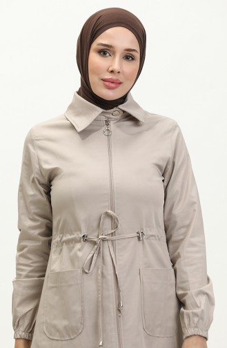 Trenchcoat Mit Geraffter Taille 61351-02 Stone 61351-02