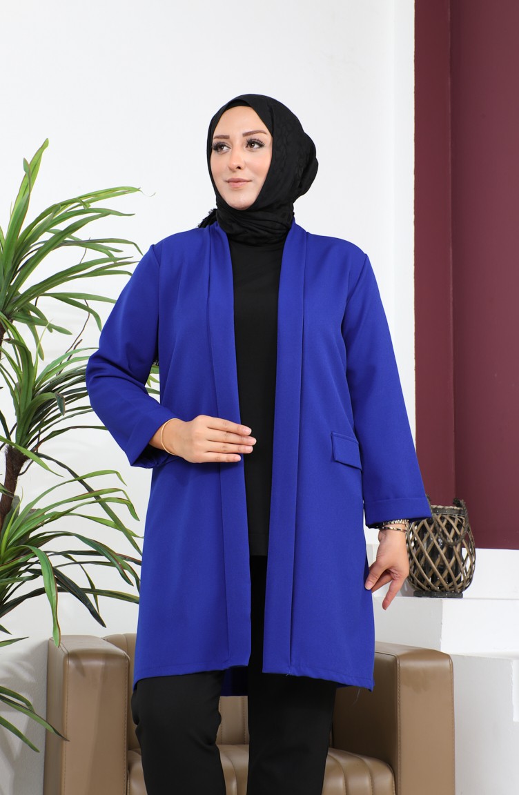 بليزر جاكيت نسائي مقاس كبير ملابس حجاب بليزر 8795 أزرق 8795.Mavi | Sefamerve