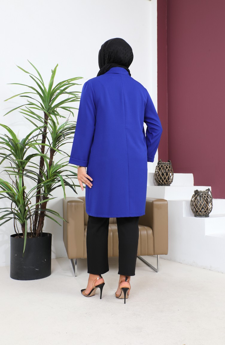 Blazer Große Größe Damen Jacke Hijab Kleidung Blazer Jacke 8795 Blau  8795.Mavi | Sefamerve