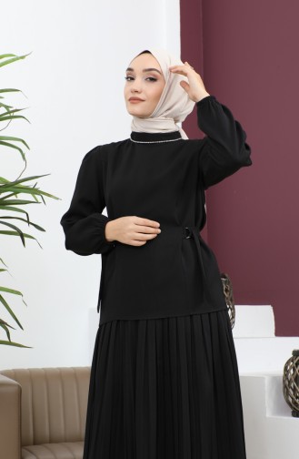 Pleated Skirt Suit Black 19134 14645