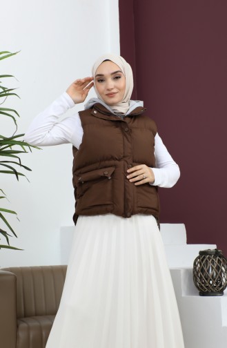 Hooded Inflatable Vest Brown 9471 13958