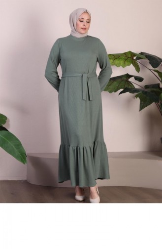 Damen-Kleid Mit Prächtigem Kragen Übergröße Hijab-Strickkleid Wassergrün 922