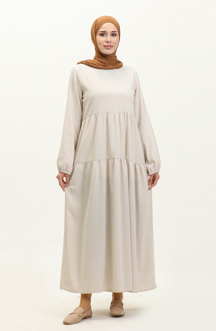 فستان قطن تيري 1895-02 كريمي 1895-02 | Sefamerve