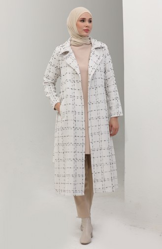 Tweed Belted Cape 5507-03 White 5507-03