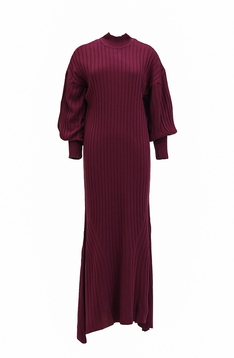 Damen-Strick-Hijab-Kleid Mit Ballonärmeln 1115 1115-07 Lila 1115-07 |  Sefamerve