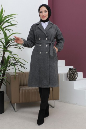Button Detailed Stash Coat Anthracite 19247 15038