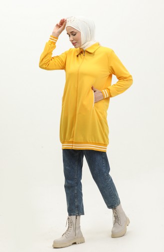 Women`s Ribbed Detailed Short Cape 6503-01 Yellow 6503-01