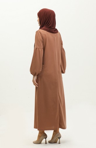 Stoned Hijab-jurk Met Ballonmouwen Brc1001 11001-03 Bruin 11001-03