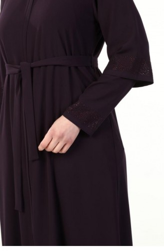 Summer Plus Size Abaya Black With Stone Sleeves 6018.SİYAH