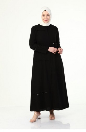 Plus Size Abaya With D Buckle Navy Blue 6021.Lacivert