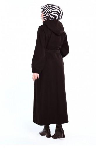 0502Sgs Belted Hijab Coat Black 6683