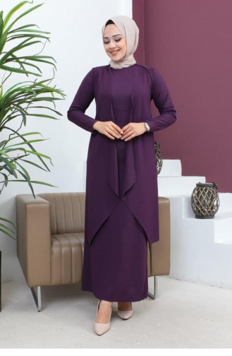 0062Mp Asymmetrical Hijab Suit Purple 7327