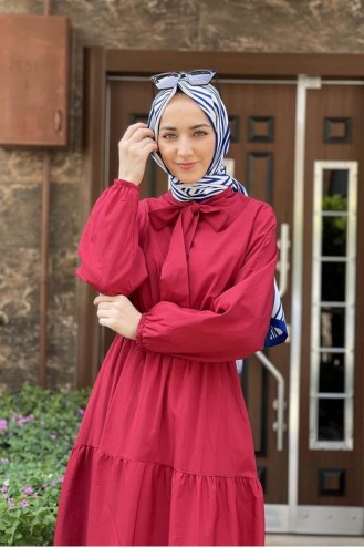 Kırmızı Tesettür Elbise Modelleri ve Fiyatları - Tesettür Giyim - Sefamerve