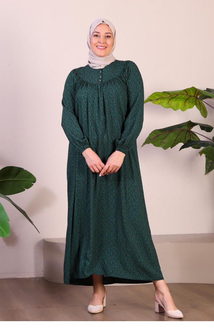 Kadın Uzun Buyuk Beden Anne Elbise Yazlik Tesettur Giyim 8226 Yeşil |  Sefamerve