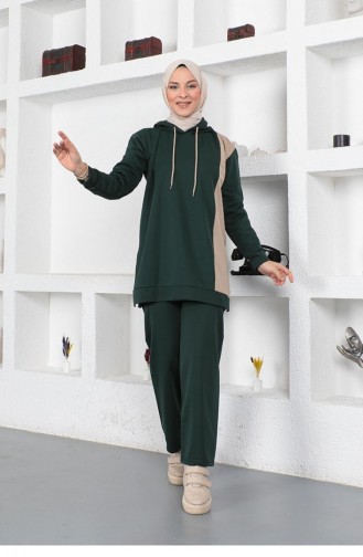 2048Mg Oversize Double Knitted Tracksuit Set Emerald Green 6784