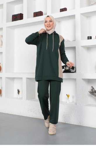 2048Mg Oversize Double Knitted Tracksuit Set Emerald Green 6784
