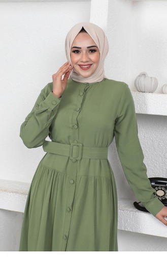0222Sgs Buttoned Hijab Dress Mint 7392