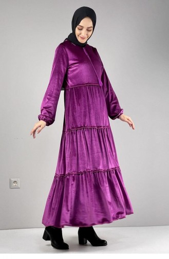 Velvet Hijab Dress 0255-09 Fuchsia 0255-09
