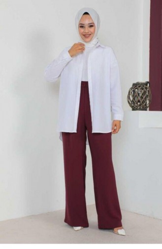 1524Tgm Plus Size Trousers Claret Red 7780