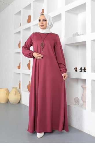 2041 Mg Halsketting Hijabjurk Met Ronde Hals Dusty Rose 8705