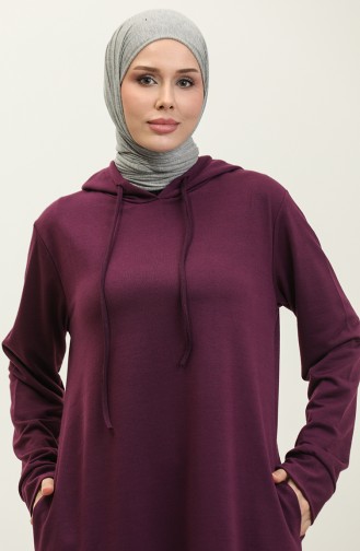 Two Thread Hooded Sports Dress 0190-15 Purple 0190-15