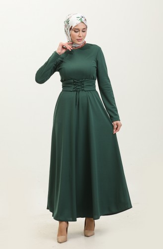 فستان بحزام 5003-01 أخضر زمردي 5003-01