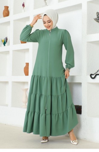 Jessica Crepe Abaya With Layered Skirt 0031-01 Green 0031-01