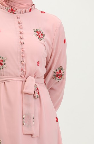 Lace Patterned Plus Size Dress Pink 7814 847