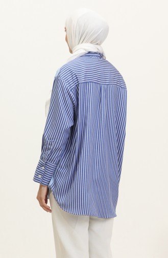 Garnished Striped Shirt 4813-01 Blue 4813-01
